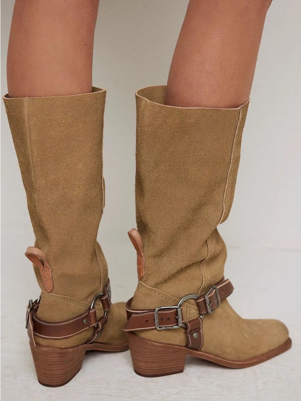 New Free People Denver Double Buckle Suede Boots